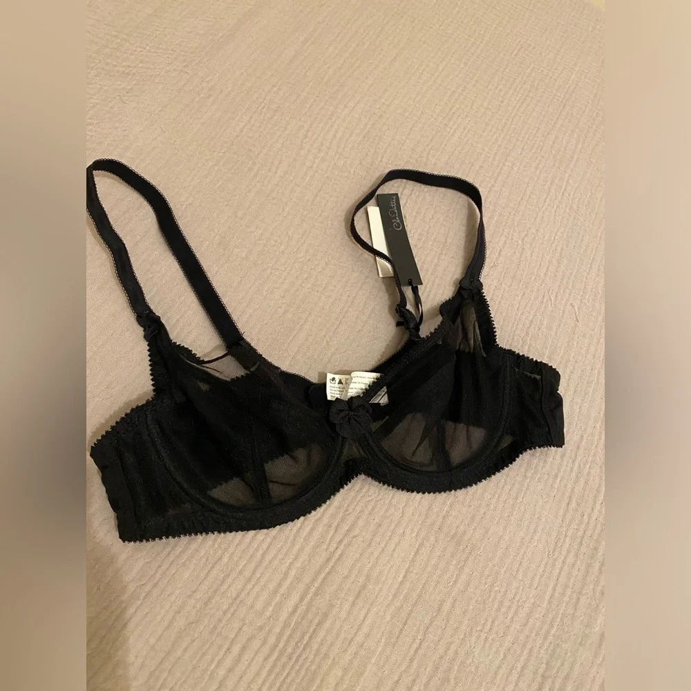CLAUDETTE Dessie’s Full Coverage Elegant Black Sheer Bra. Size 36B . New